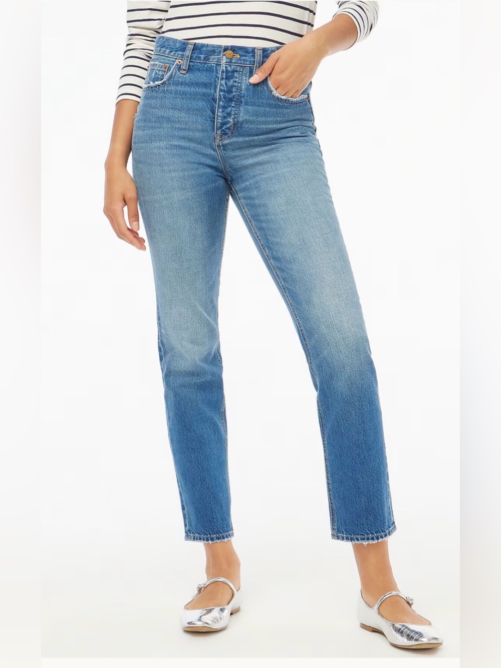 NEW J. Crew Premium Edition High Rise Straight Jeans Crop Button Fly Size 31